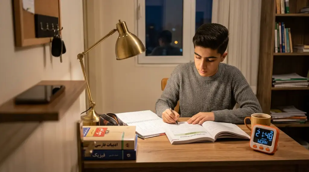 برنامهریزی درسی هفتگی مهر ۱۴۰۵ برای دانشآموزان؛ جدول برنامهریزی درسی هفتگی + چکلیست مطالعه روزانه و دانلود رایگان 3 فاصله گرفتن از گوشی در حین مطالعه